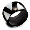 Black Resin & White Shell Inlay Band Ring