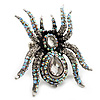 Oversized Clear Crystal Spider Stretch Cocktail Ring (Silver Tone)