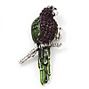 Exotic Purple/Green Crystal 'Parrot' Flex Ring In Burnt Silver Plating - 7.5cm Length (Size 7/8)