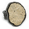 Two Tone Off-Round, Textured Flex Ring (Gunmetal/ Gold Tone) - 37mm Across - Size 7/8
