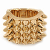 Gold Plated 'Spiky' Wide Band Stretch Ring - 18mm Width - Size 8/9