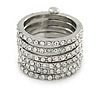 Silver Plated Clear Crystal Stacking/ Stackable Band Ring