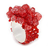 Red Glass Chip Cluster Flex Ring