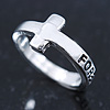 Silver Tone 'FOREVER' Cross Knuckle Ring