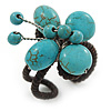 Turquoise Butterfly Wire Band Ring - size 7/8 - Adjustable