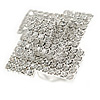 Statement Diamante Square Cocktail Ring In Silver Tone - Size 7/8 Adjustable
