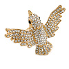 Statement Clear Crystal Bird Ring In Gold Tone Metal - 50mm Across - 7/8 Size Adjustable