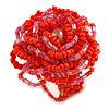 Carrot Red/ Pink Glass Bead Flower Stretch Ring - 40mm Diameter
