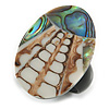 35mm/Natural/White/Abalone Oval Shape Sea Shell Ring/Handmade/ Slight Variation In Colour/Natural Irregularities