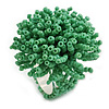 45mm Diameter Apple Green Glass Bead Flower Stretch Ring/ Size M/L