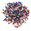 45mm Diameter Red/Blue/Transparent/White Glass Bead Flower Stretch Ring/ Size M