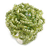 40mm Diameter/Pastel Mint Green Glass Bead Layered Flower Flex Ring/ Size M/L