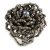 35mm Diameter/Mink/Iron Grey Glass Bead Layered Flower Flex Ring/ Size M