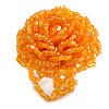 35mm Diameter/Pumpkin Orange Glass Bead Layered Flower Flex Ring/ Size M