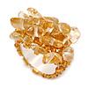 Antique Gold Glass Bead and Glass Stone Cluster Band Style Flex Ring/ Size M