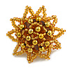 35mm D/Gold Coloured Glass/Acrylic Bead Sunflower Stretch Ring - Size S