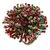 45mm Diameter Multicoloured Glass Bead Flower Stretch Ring/Green/Red/Pink/Amber/Size M