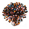 45mm Diameter Multicoloured Glass Bead Flower Stretch Ring/Orange/Black/Pink/Blue/Size M