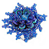 45mm D Shiny Blue Glass and Sequin Star Flex Ring/Size M