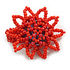35mm D/Red Glass and Acrylic Bead Sunflower Stretch Ring - Size M