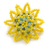 35mm D/Banana Yellow Glass and Acrylic Bead Sunflower Stretch Ring - Size S