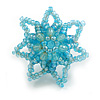 35mm D/Light Blue Glass and Acrylic Bead Sunflower Stretch Ring - Size S/M