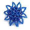 35mm D/Shiny Blue Glass/Acrylic Bead Sunflower Stretch Ring - Size S