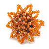 35mm D/Orange Glass/Acrylic Bead Sunflower Stretch Ring - Size S