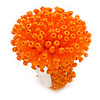 40mm Diameter/ Orange Acrylic/Glass Bead Daisy Flower Flex Ring - Size M