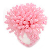 35mm Diameter/Baby Pink Acrylic/Glass Bead Daisy Flower Flex Ring - Size M