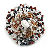 40mm Diameter/Hematite/White/Brown Glass Bead Daisy Flower Flex Ring/ Size M