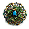 40mm Diameter/Green/Gold/Hematite Glass Bead Daisy Flower Flex Ring/ Size M/L