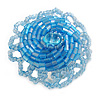 40mm Diameter/Light Blue Glass Bead Daisy Flower Flex Ring/ Size M
