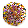40mm Diameter/Yellow/Pink/Grey Glass Bead Daisy Flower Flex Ring/ Size M/L