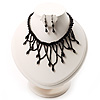 Black Gothic Fashion Necklace And Earring Set