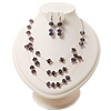 Lilac Crystal Floating Bead Necklace & Drop Earring Set - 52cm Length