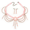 Pale Pink Gothic Costume Choker Necklace And Earring Set