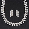 Stunning Bridal Diamante/Simulated Pearl Drop Earring Set In Silver Metal - 46cm Length/7cm Extension