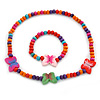 Children's Multicoloured Butterfly Wooden Flex Necklace & Flex Bracelet Set