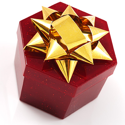 Glitter Burgundy Bow Ring Jewellery Box