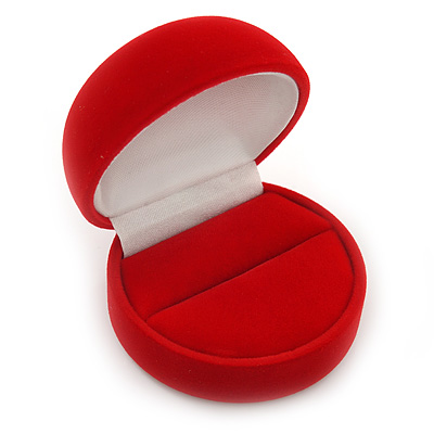 Red Velour Round Ring Jewellery Box