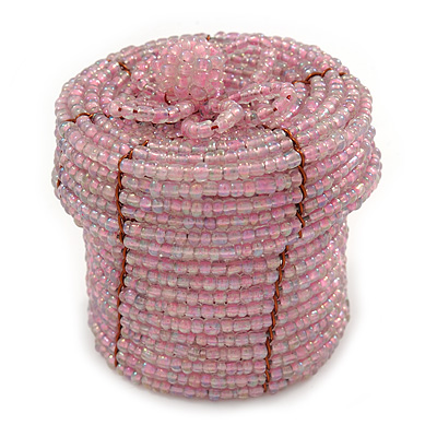 Ring/ Pendant/ Earrings Light Pink Glass Bead Handmade Box - main view