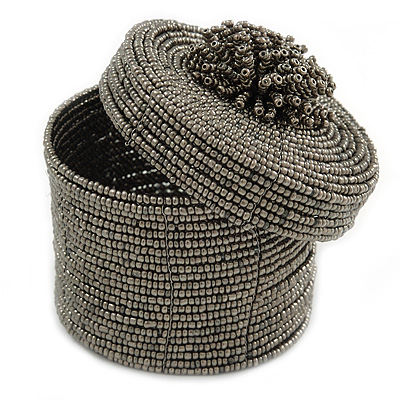Bracelet/ Ring/ Pendant/ Earrings/ Jewellery Set Pewter Glass Bead Handmade Box - 75mm D/ 60mm H - main view