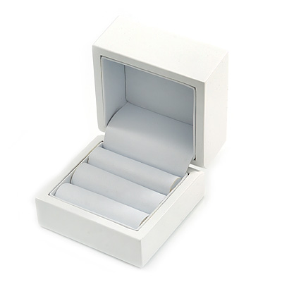 Luxury Wooden Snow White Gloss Wedding Double Ring/ Stud Earrings Box (Rings are not included)
