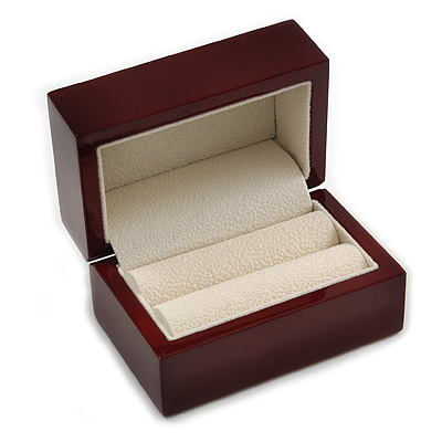 Luxury Wooden Mahogany Gloss Wedding Double Ring/ Stud Earrings Box (Rings are not included) - main view
