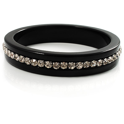 Black Resin Diamante Bangle Bracelet
