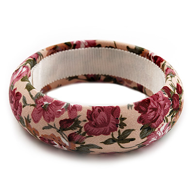 Floral Fabric Bangle Bracelet -18cm Length - main view