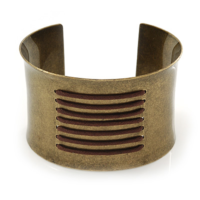 Vintage Burnished Gold 'Lace' Cuff Bracelet - 4.5cm Width/ 20cm Length - main view