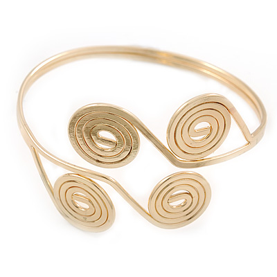 Greek Style Swirl Upper Arm, Armlet Bracelet In Gold Plating - Adjustable - main view