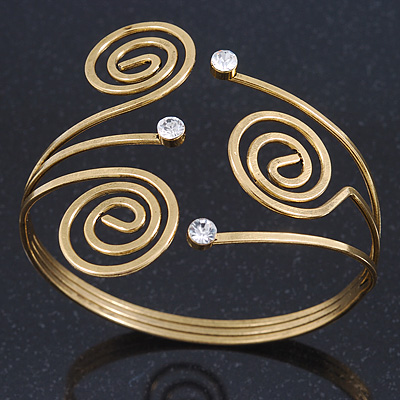 Vintage Inspired Swirl, Diamante Upper Arm, Armlet Bracelet In Gold Plating - 27cm L - Adjustable